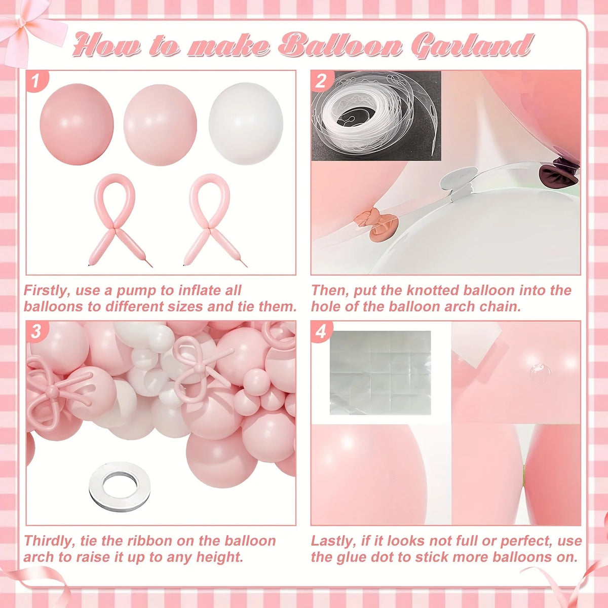 Coquette Birthday Decorations, 152pcs Pink And White Balloon Garland Arch Kit Include Light Pink White Bow Balloons Different Size for Bridal Shower