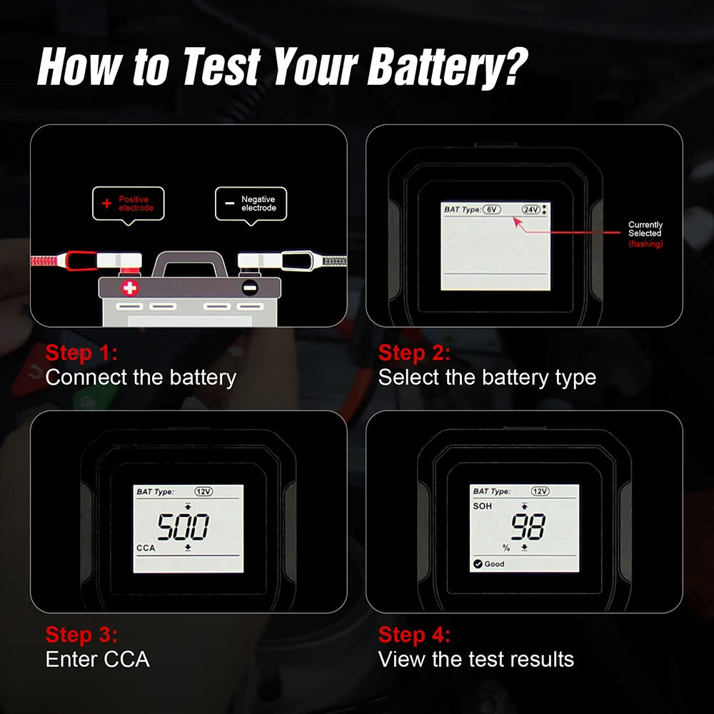 Digital Car Battery Tester, 100–2000 CCA