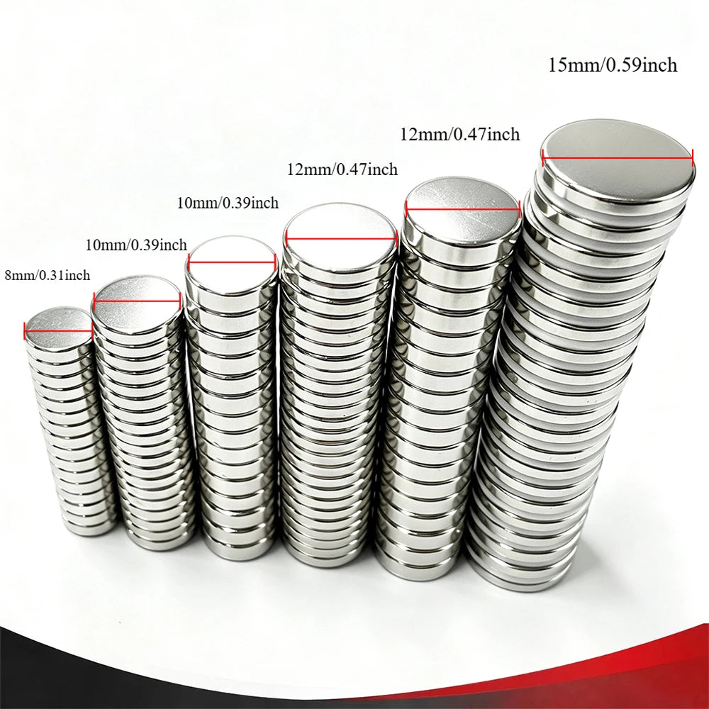 Round Disc Strong Magnets Silver Plated Magnets Tiny Circular Flat Magnets Assorted Sizes for DIY Crafts Model Making Fridge Office Scientific Experiment Household Handicraft Multi‑Scene Application