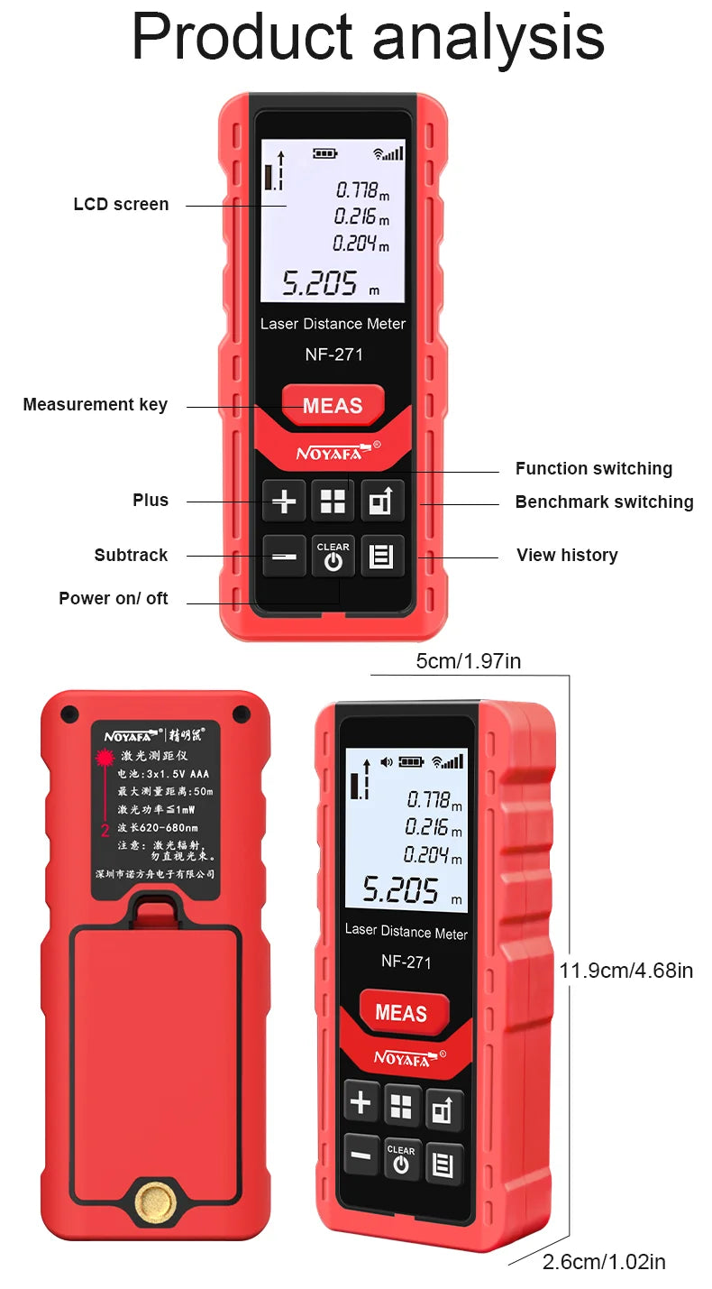 NF-271 Laser Rangefinder 40M 80M Laser Distance Meter Laser Tape Measure Accurate Distance Meter Measuring Device Tools