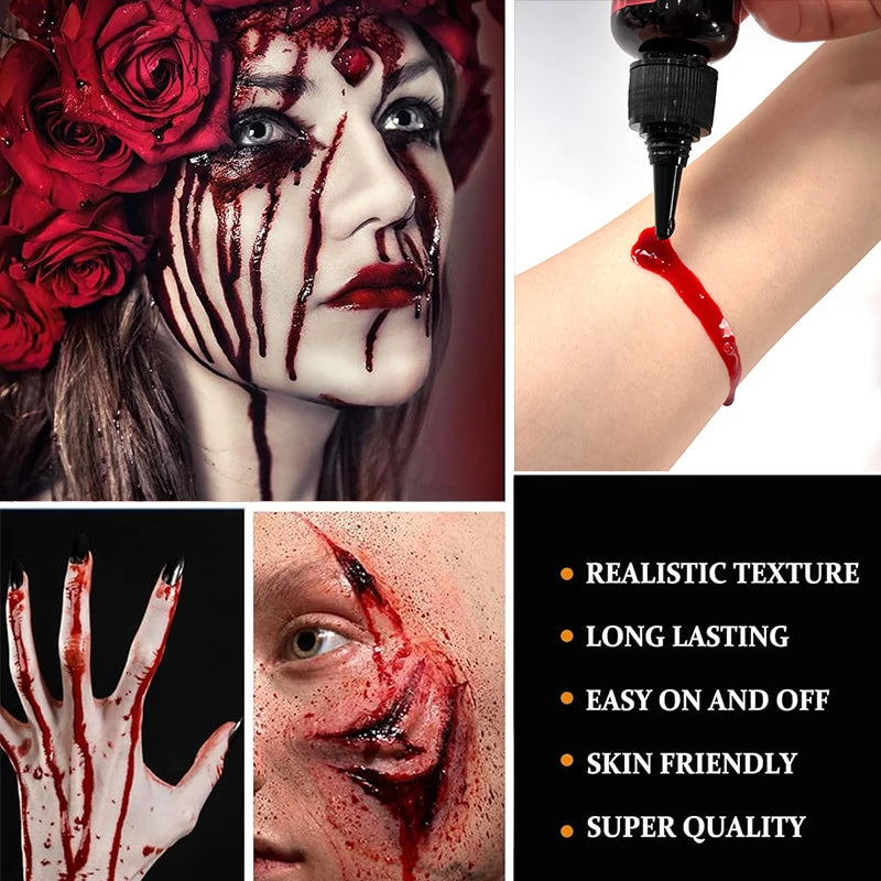 Halloween Fake Blood Spray Horror Fancy Dress Costume Halloween Cosplay Makeup Party Tool 50ml for Clothes Zombie Costume Effect