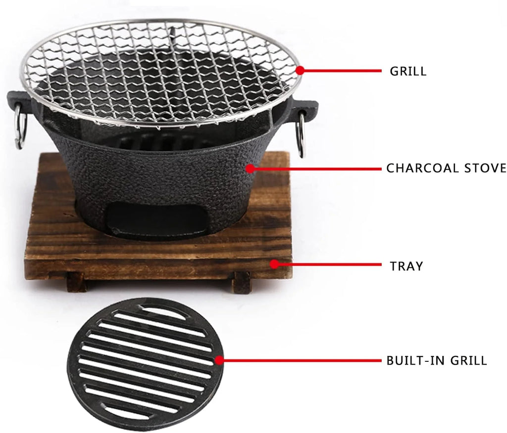 Cast Iron Charcoal Camping Stove for Outdoor Cooking
