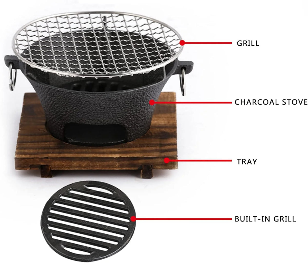 Cast Iron Charcoal Camping Stove for Outdoor Cooking