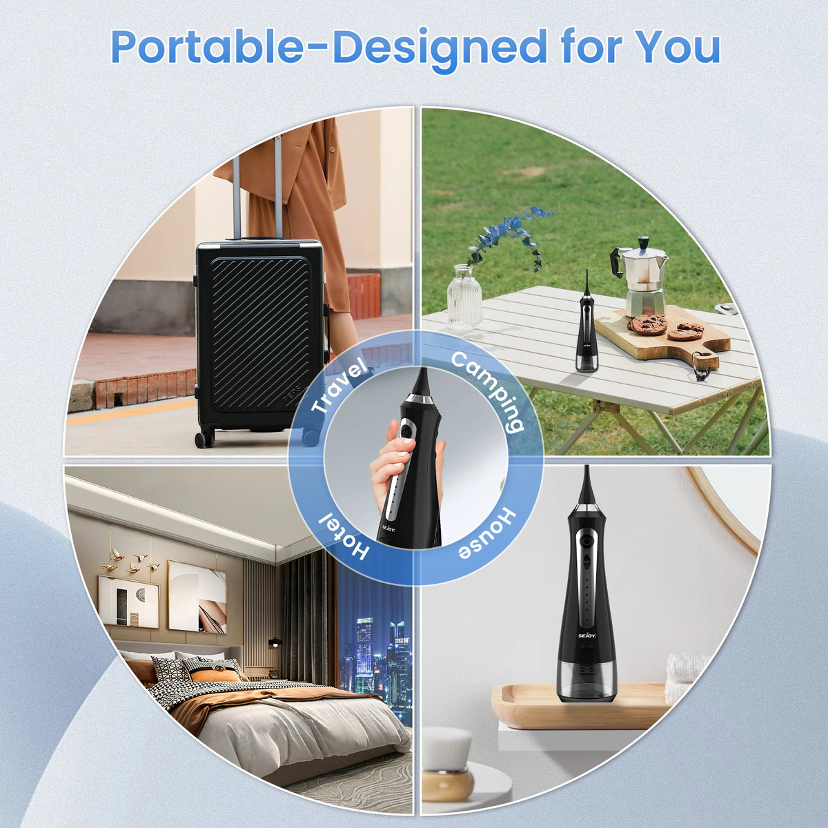 Portable Cordless Water Flosser, 5-Mode Oral Irrigator with 230ml Tank and 5 Jet Tips