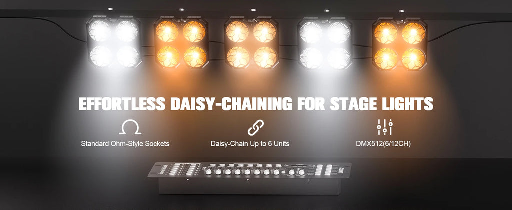 Fieryzeal 4x100W 2IN1 COB Par Light 4 Eyes Audience Light DMX512 LED Stage Light Wash Effect Blinder Light for DJ Disco Party