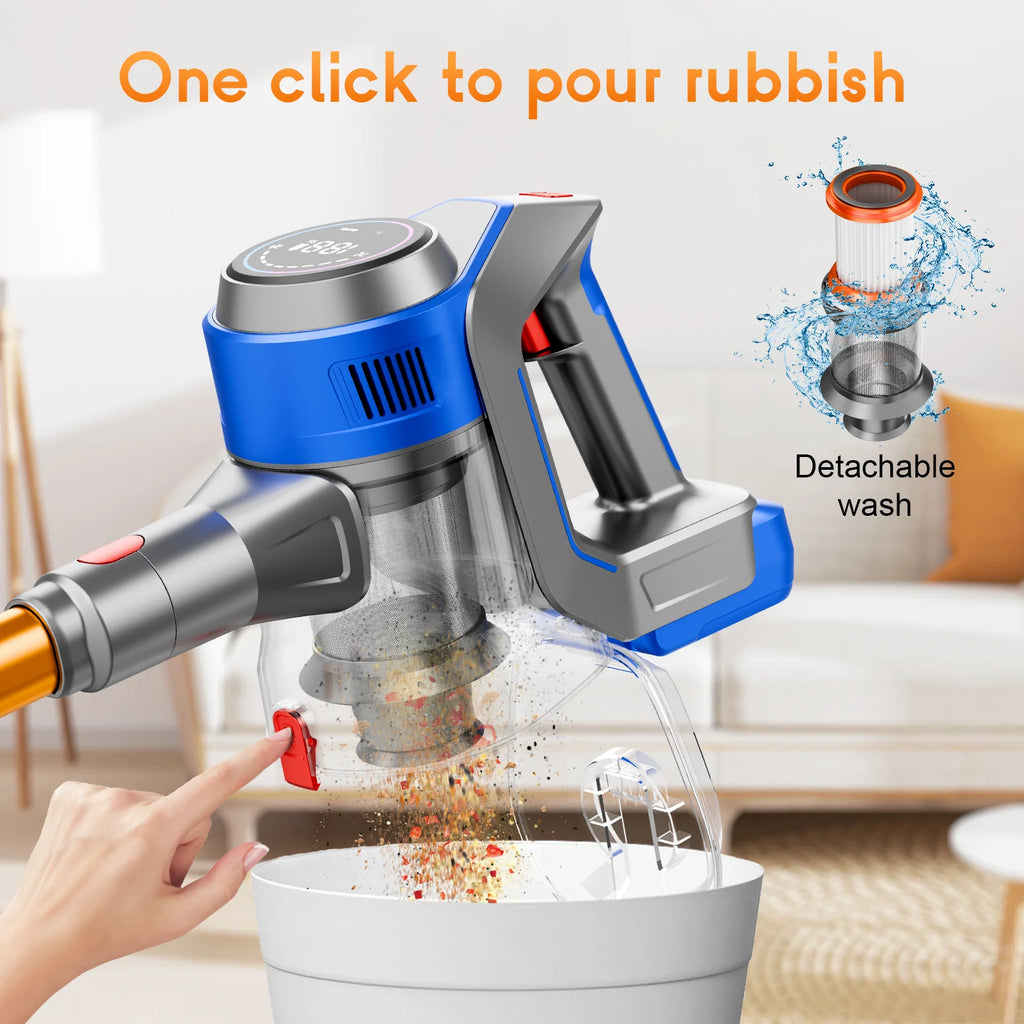 78KPA Cordless Vacuum Cleaner with LED High Power Strong Suction Wet and Dry Handheld Vacuum Cleaner for Fur Rug