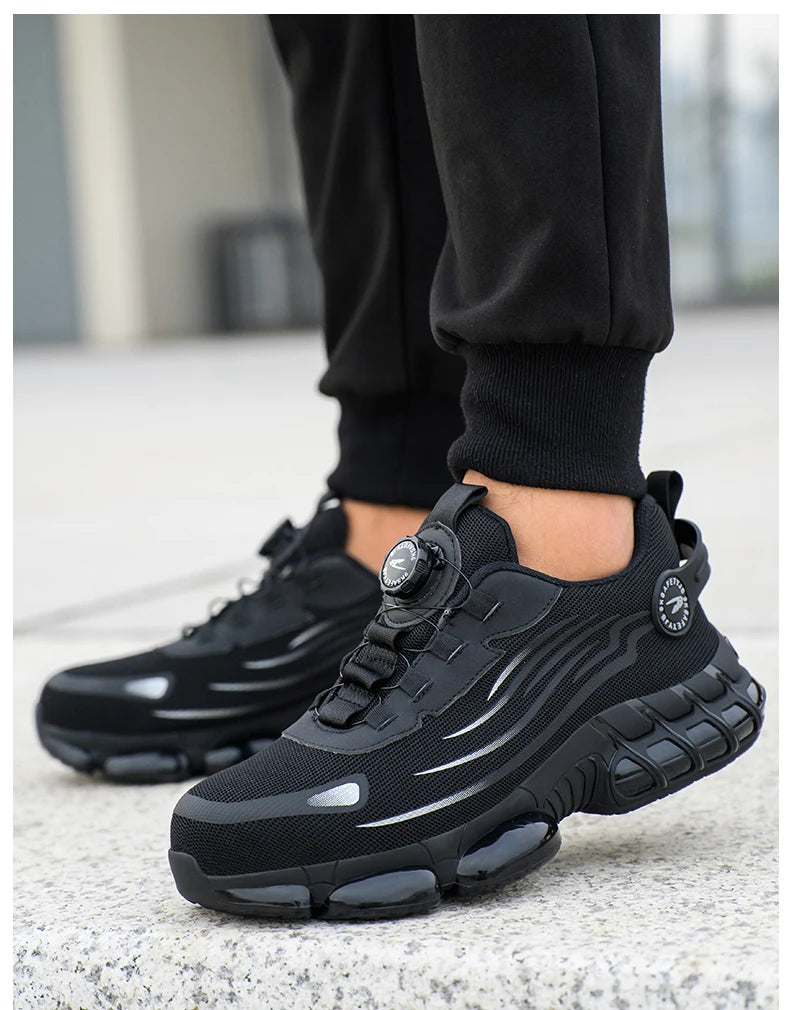 Breathable Lace-Free Safety Work Shoes, Anti-Smash Anti-Puncture Steel Toe Sneakers