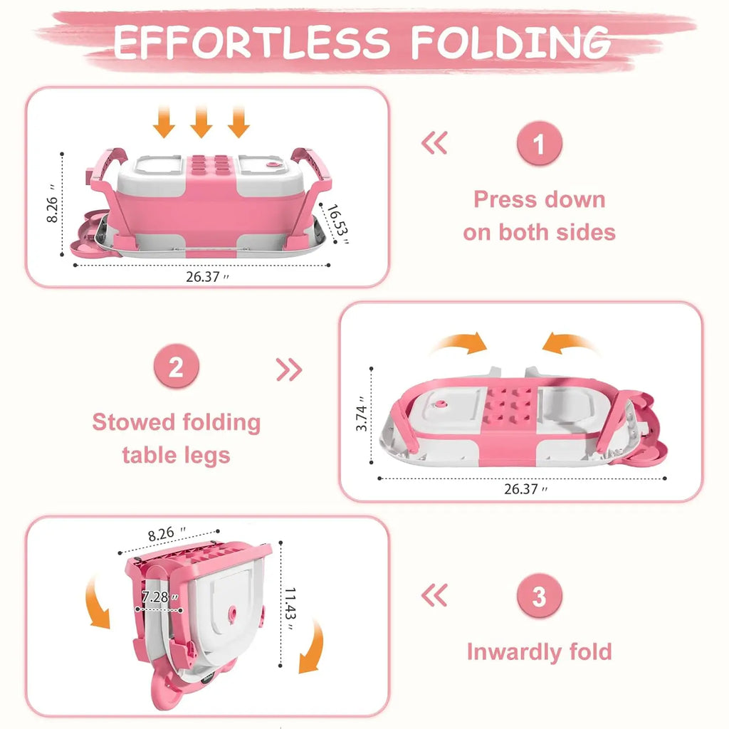 Portable Travel Bathtub, Collapsible Baby Bathtub, with Thermometer &1Soft Floating Cushion, with Drain Hole,For Baby 0-36 Month