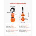 SucceBuy 2T Snatch Block Pulley with Swivel Hook Lifting Offroad Recovery for Towing Operation on Truck Rollback Wrecker Car