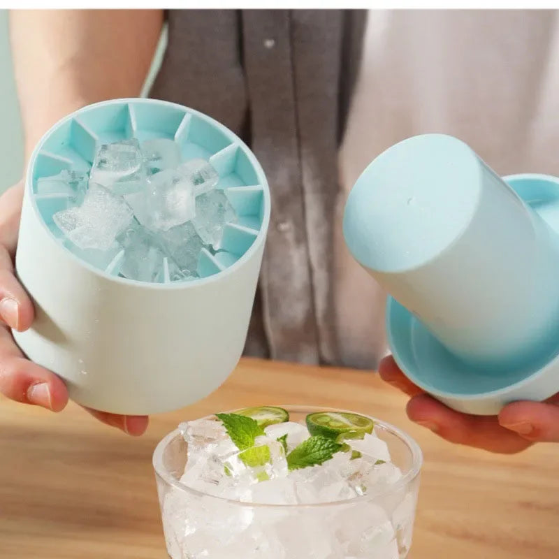 Round Silicone Ice Cube Mold Bucket