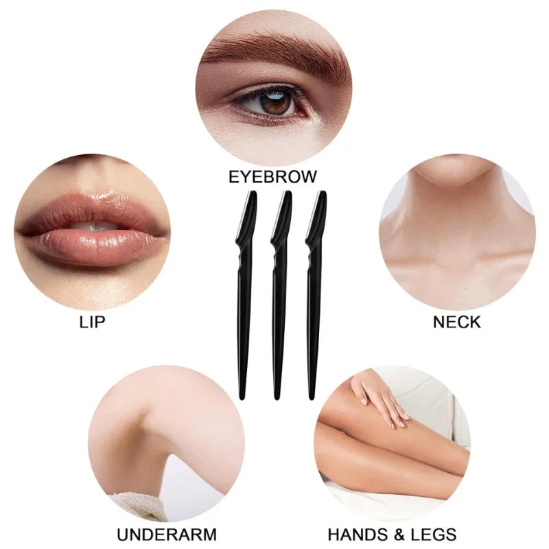 Eyebrow Razors, Packs of 12, 30, 40 or 66 Pieces, Brown Facial and Body Hair Removal Shaper Blades
