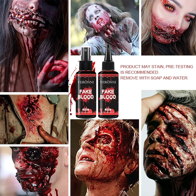 Halloween Fake Blood Spray Horror Fancy Dress Costume Halloween Cosplay Makeup Party Tool 50ml for Clothes Zombie Costume Effect