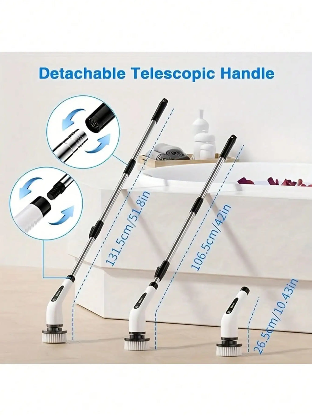 2026 Electric Rotating Cleaning Brush, Rechargeable Cleaning Brush, Shower Cleaning Brush With 9 Brush Heads, 2 Hours Of Battery Life, Dual Speed Adjustment, Retractable Handle, Suitable For Bathtubs, Tiles, Floors, Cars, Hou