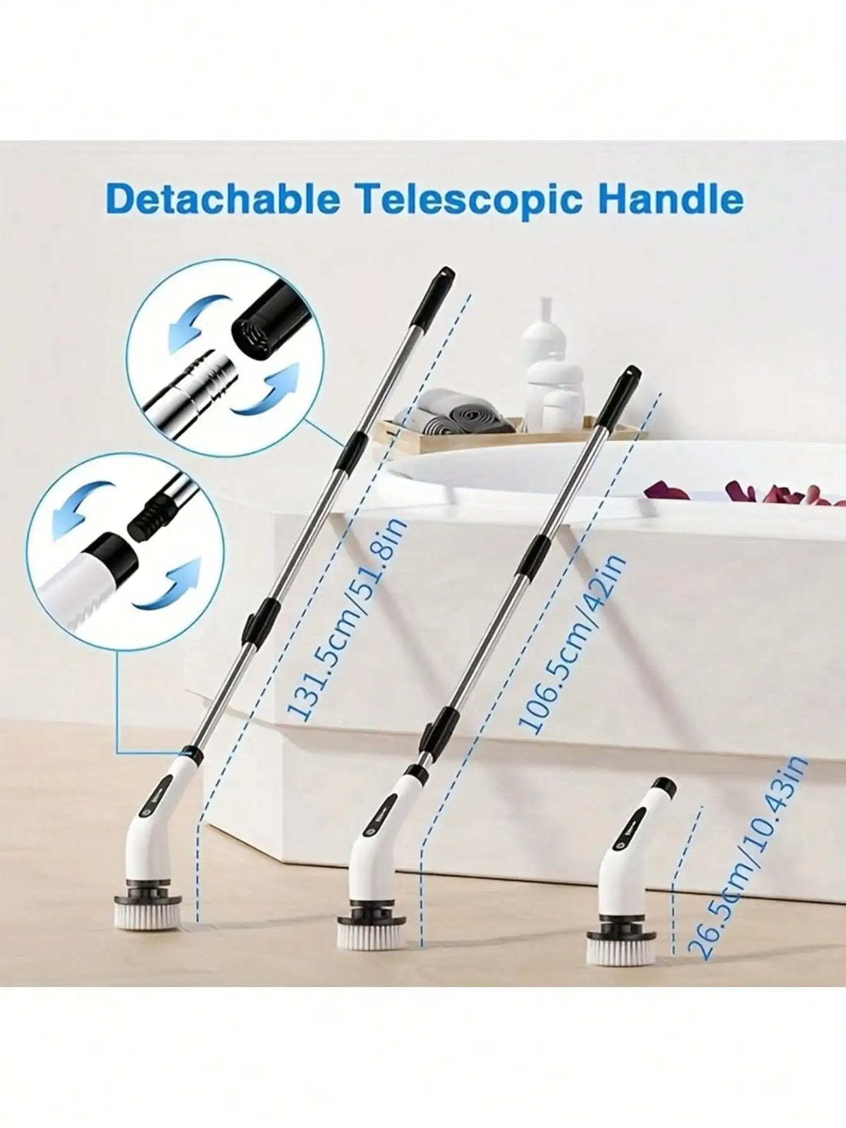 2026 Electric Rotating Cleaning Brush, Rechargeable Cleaning Brush, Shower Cleaning Brush With 9 Brush Heads, 2 Hours Of Battery Life, Dual Speed Adjustment, Retractable Handle, Suitable For Bathtubs, Tiles, Floors, Cars, Hou