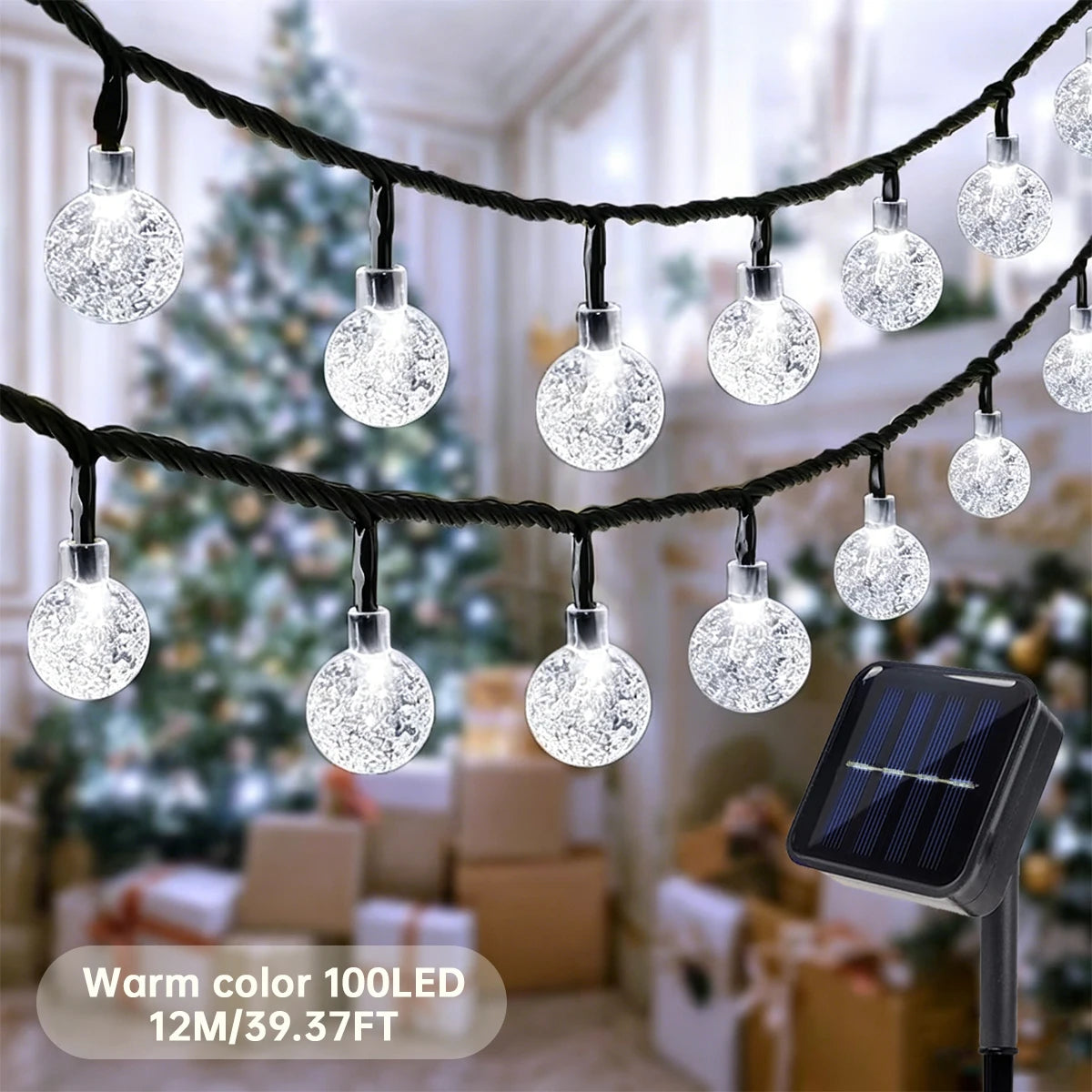 100 LED Solar Bubble Ball String Lights, 39ft