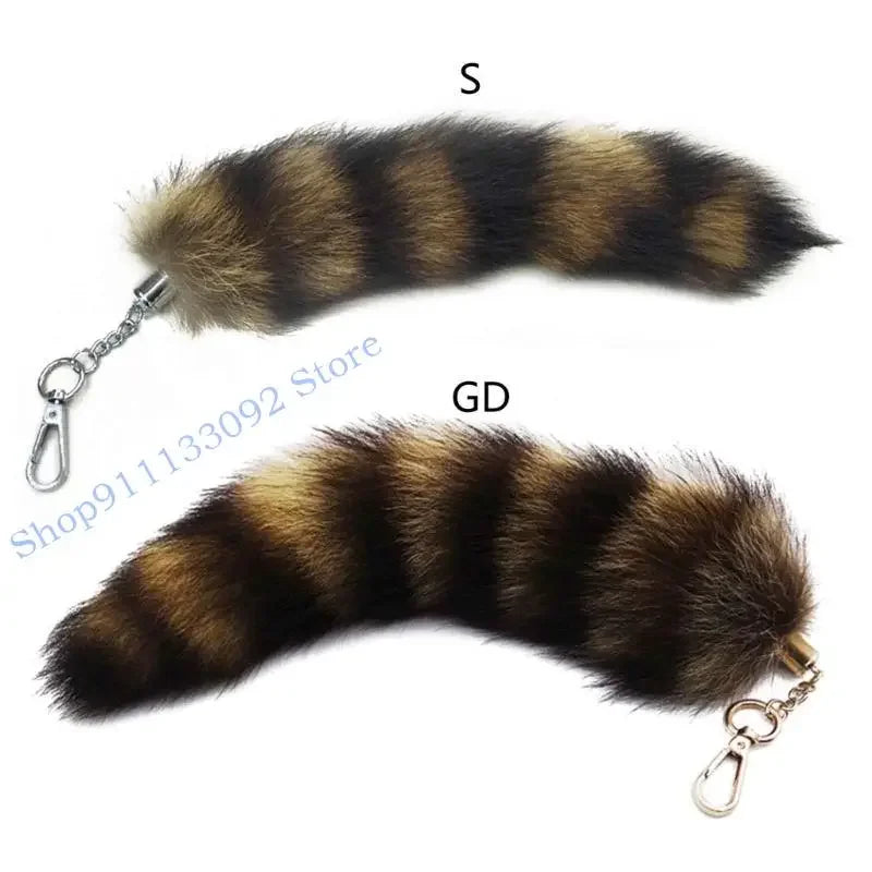 Fluffy Faux Fur Tail Keychain, 25cm Bag Charm for Backpacks and Keys
