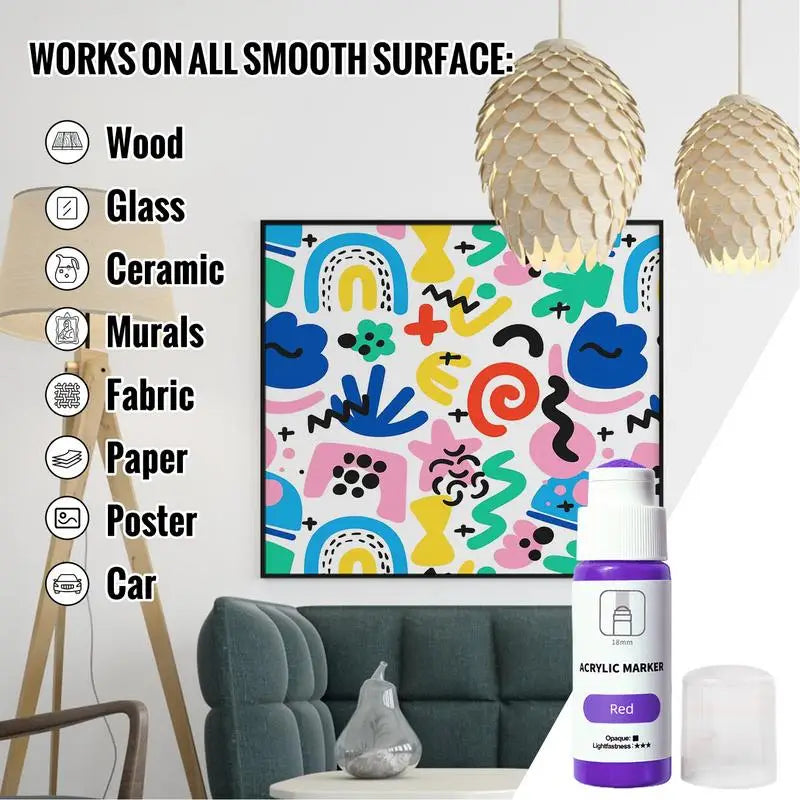 Mop Marker Quick Drying 18mm Tip Acrylic Marker Pen Permanent Fade-Resistant Ink For Murals Canvas Metal Glass Paper Wood 60ml