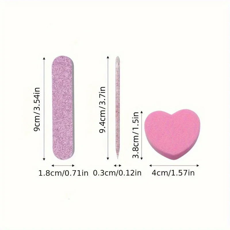 Pink Glitter Nail Care Kit, 12 Pieces