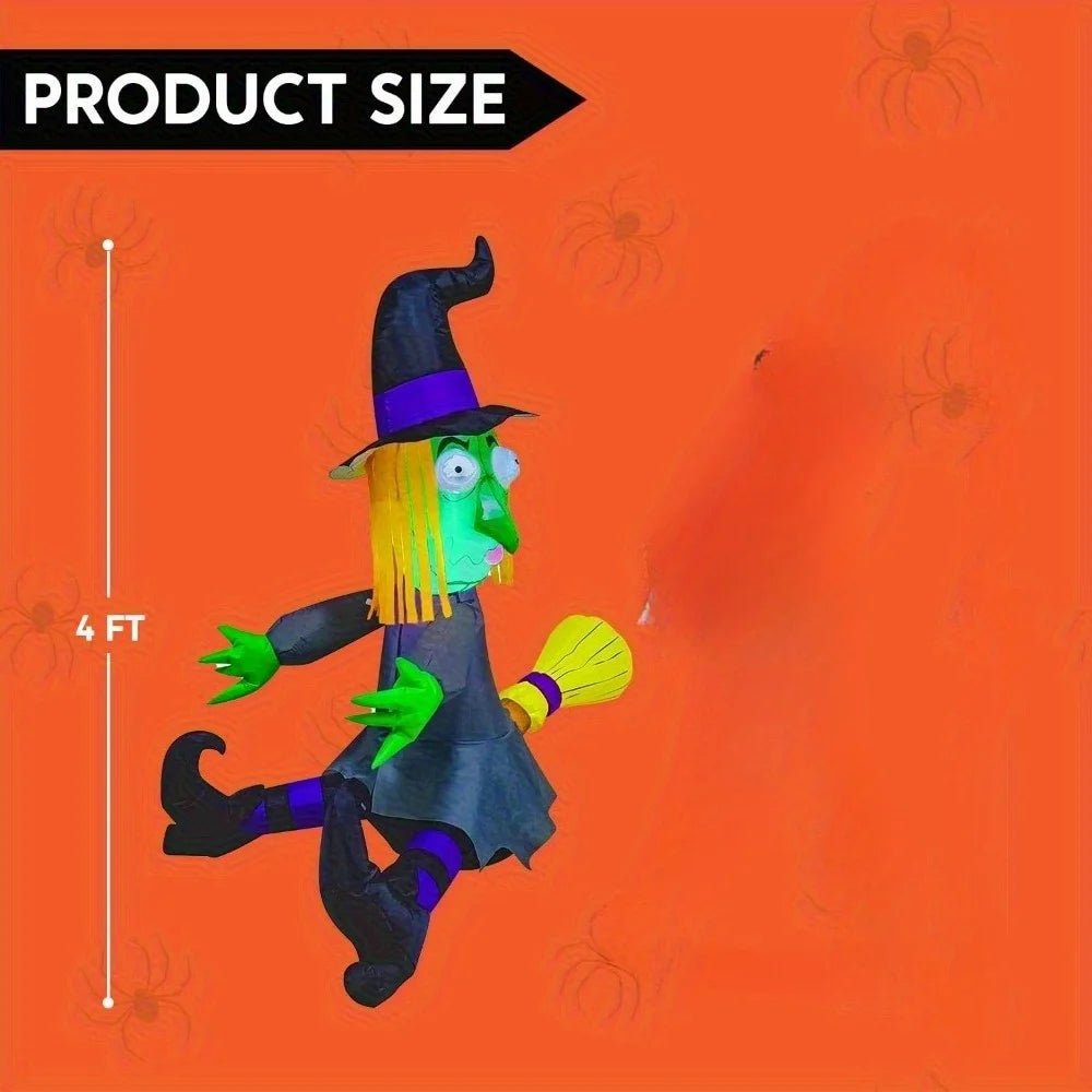 Halloween 4 ft Inflatable Witch with Built-In LED Lights