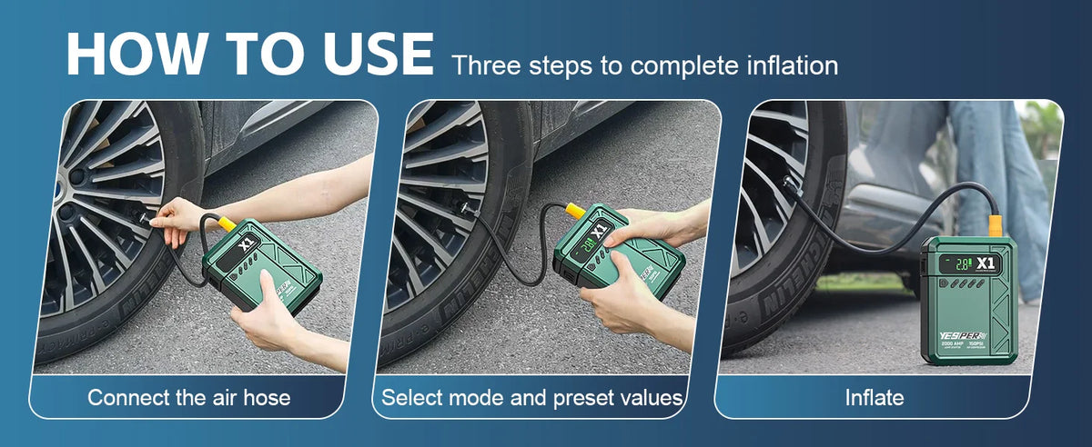 YESPER 2000A Jump Starter & 150PSI Air Compressor 2-in-1, 12V Portable Emergency Booster for 8L Gas 6L Diesel Car SUV Truck