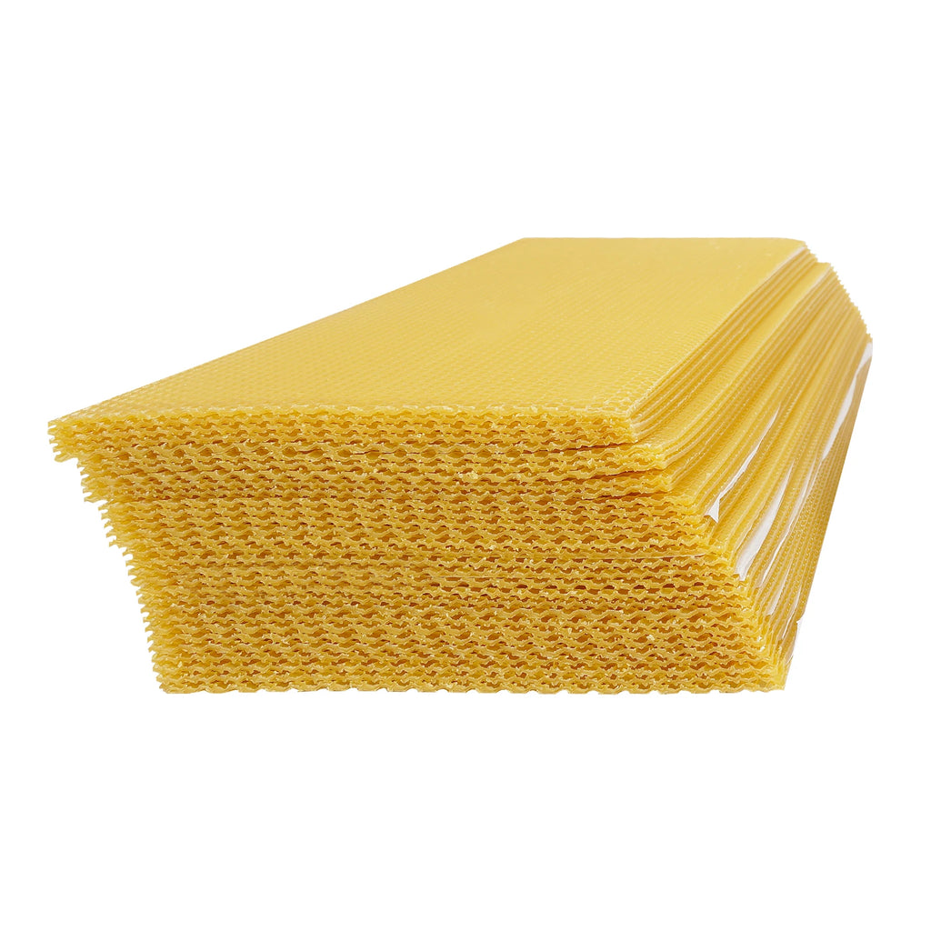 30-Pack Beeswax Foundation Sheets Natural Beeswax Hive Foundations Beekeeper's Starter Kit 7.68x16.34" Beekeeping Sheets for Increased Honey Production