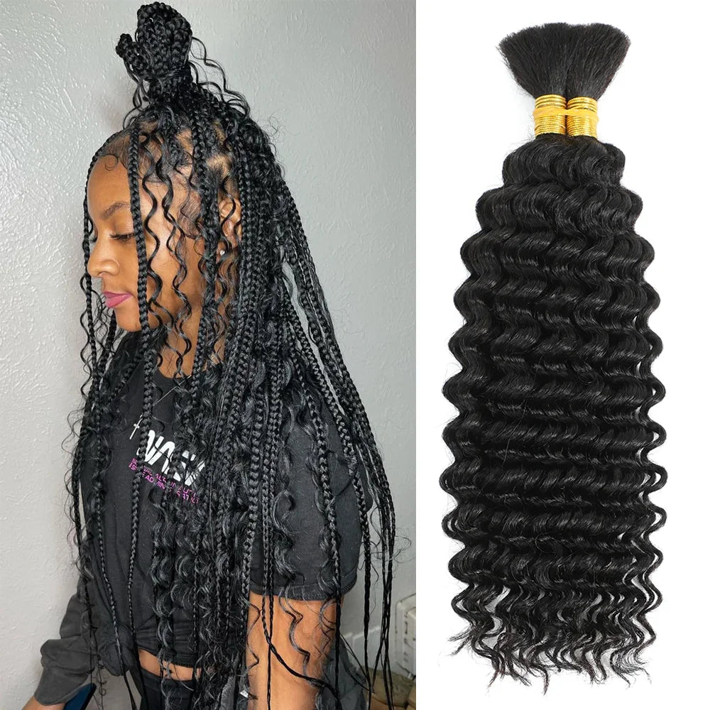 Deep Wave Human Braiding Hair for Boho Braids, 14"