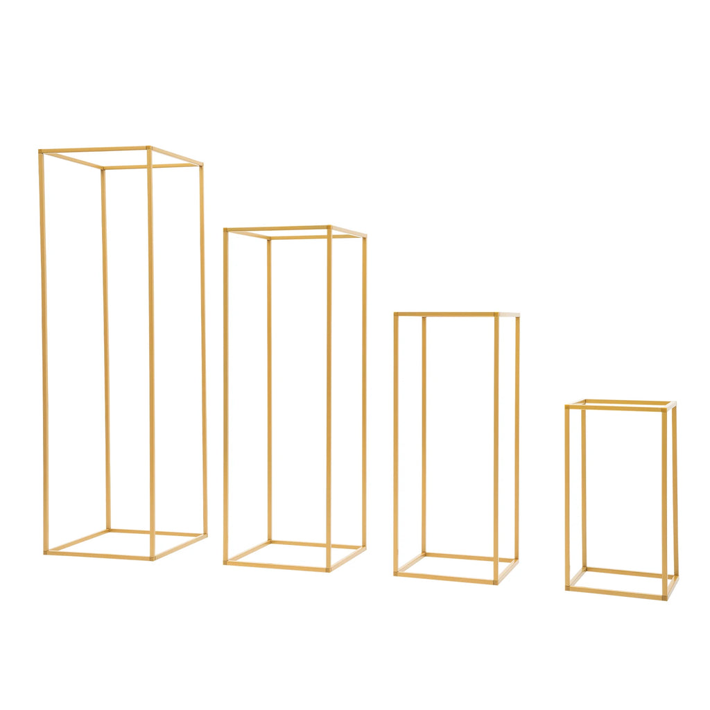 4Pcs Wedding Flower Stand Set Gold Metal Column Rack Party Decor Balloon Display Holder Centerpiece Vase Pillar 40+60+80+100cm