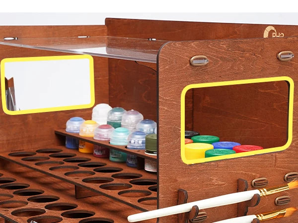 OPHIR Model Paint Organizer Wooden Paint Rack with Brush holder and Craft Tool Storage with Miniature Handle MG063UP