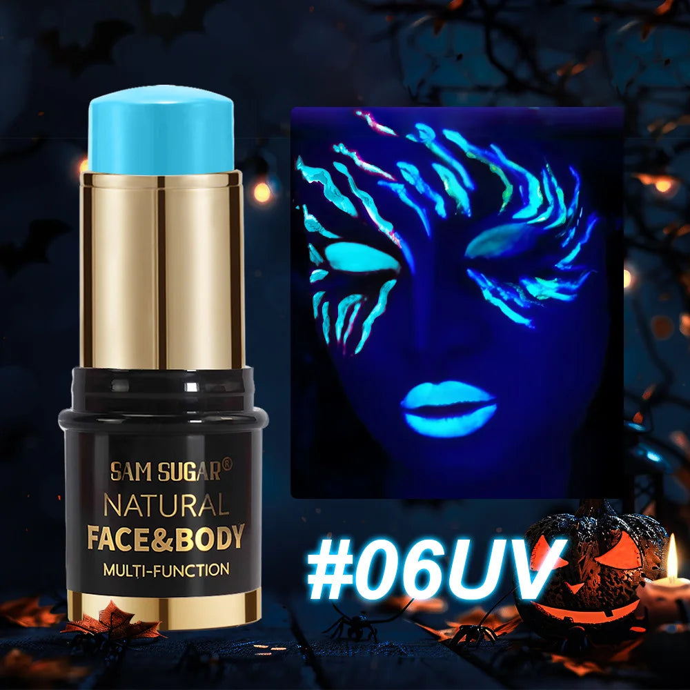 12 Colors Black White Halloween Makeup Waterproof Face Body Paint Stick Neon Colorful Blue Green Yellow Face Paint Cosmetics