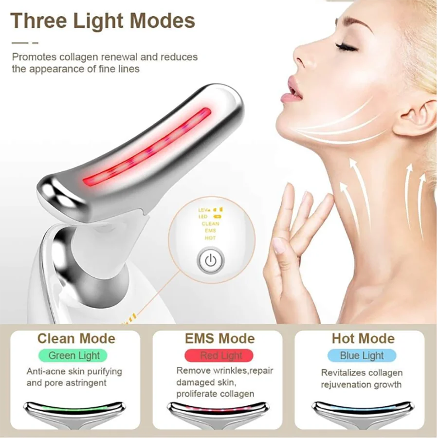 Neck and Face Massager with LED Light Modes, Microcurrent Skin Care Device