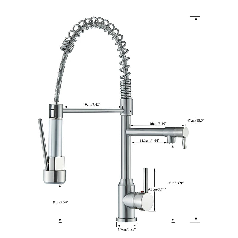 Pull-Down Kitchen Sink Faucet, 360 Swivel Dual Spout with 2 Spray Modes, Brushed Nickel