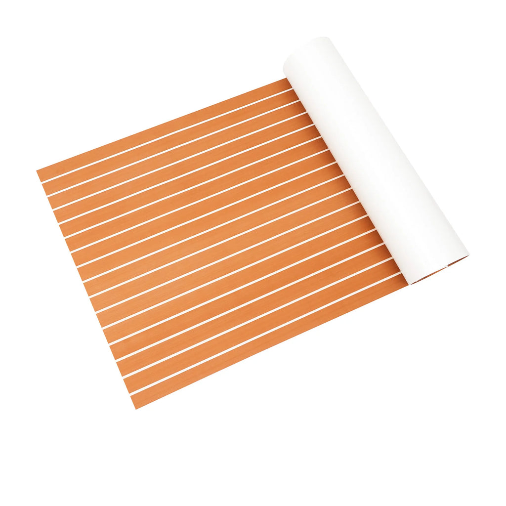 Self-Adhesive EVA Foam Floor Mat 90x240cm Faux Teak Waterproof Boat Decking RV Floor Pad 6mm Thick for Marine Caravan Home Gym