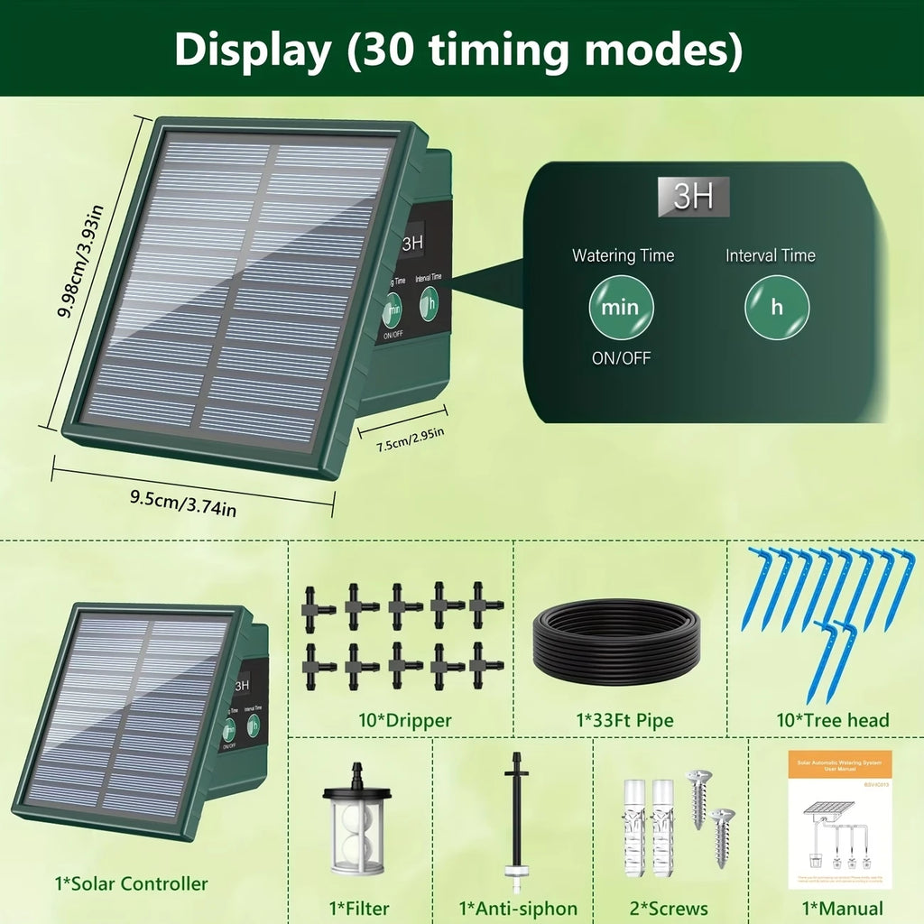 Solar Automatic Drip Irrigation System for Garden Plants