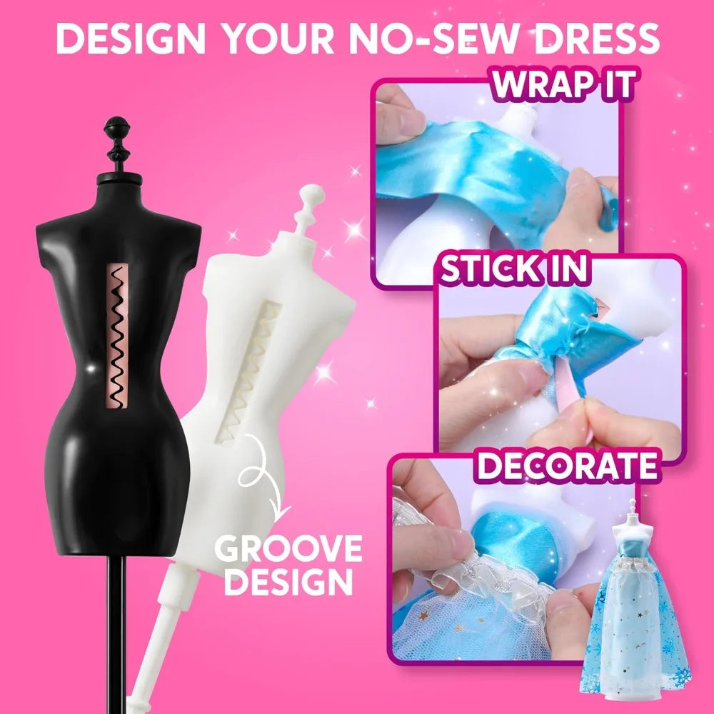 JOYFY 400+PCS Fashion Design Crafts for Kids Art and Crafts DIY Sewing Kits with 3 Mannequins for Girls Aged 8-12 Birthday Gift