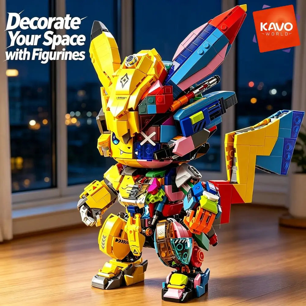 KAVOWORLD 1505PCS Mechanical Mouse Mecha Building Blocks Model Kit 360° Rotatable Tail Articulated Joints DIY Assembly Sci-Fi Figurine Half Cute Punk Construction Toy for Gaming Room Office Decor New Year Holiday Chrismas Gi