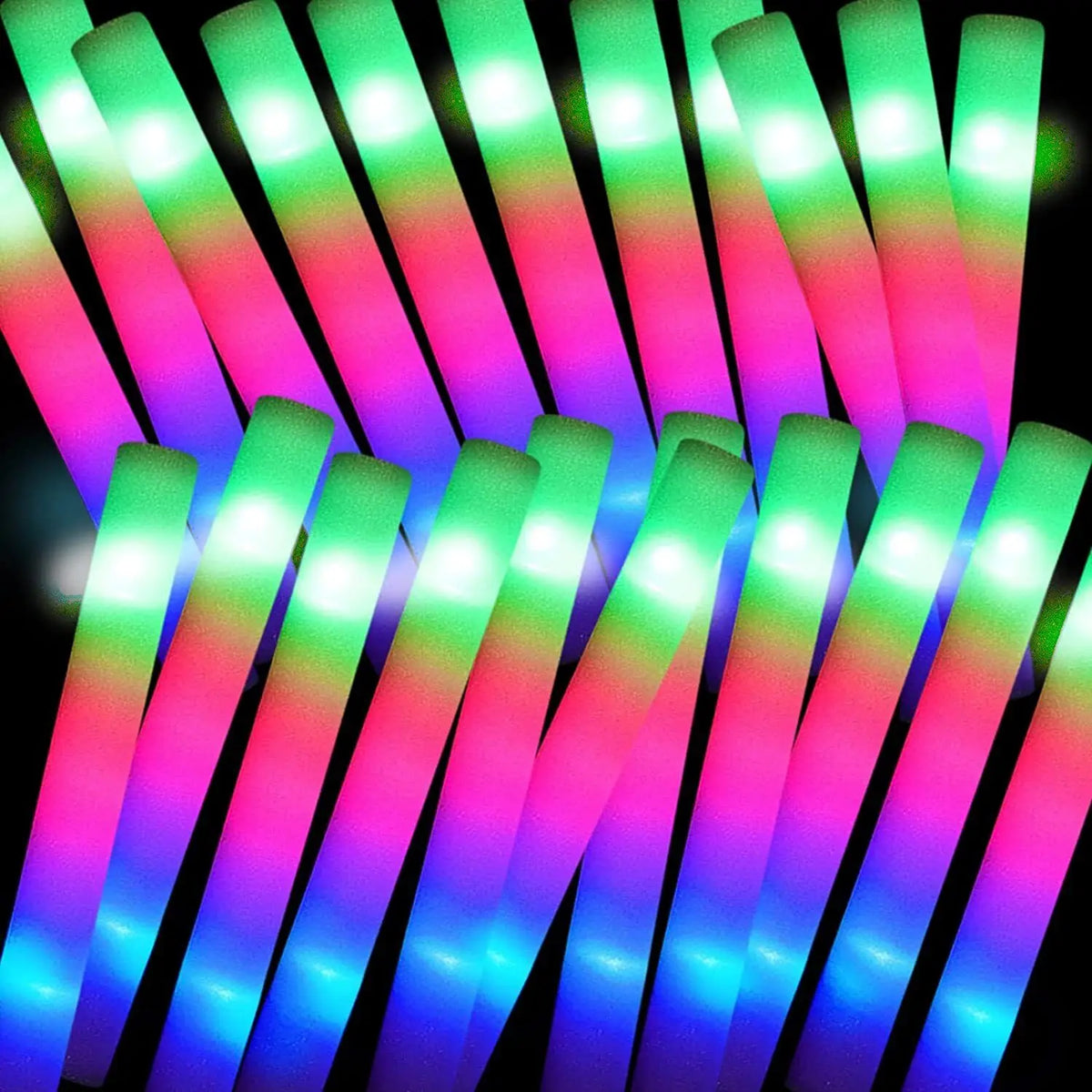 Glow Sticks Bulk 102Pack LED Light Up Foam Sticks 3 Modes Color Flashing,Glow Party Supplies for Wedding Birthday Concert