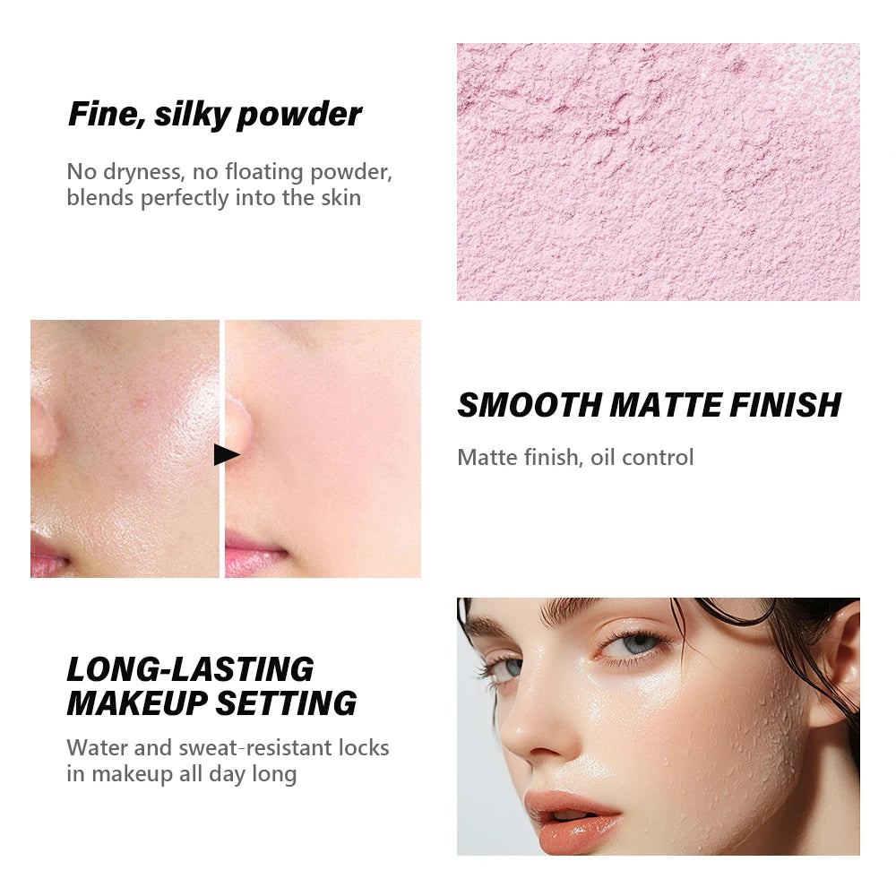 Loose Baking&Setting Powder Long Lasting Oil Control Natural Face Matte Waterproof Brighten Loose Powder Makeup Cosmetics