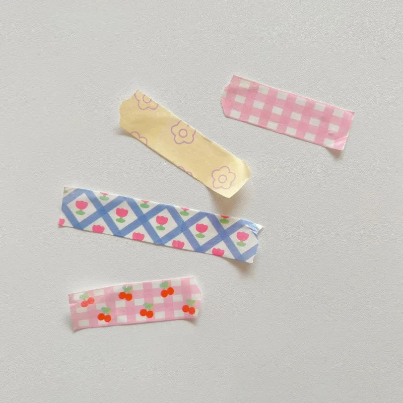 Decorative Washi Tape, Pink Cherry Grid Floral Masking Tape, Cute DIY Scrapbooking Journal Tape, Kawaii Planner Stationery Gift for Girls Women