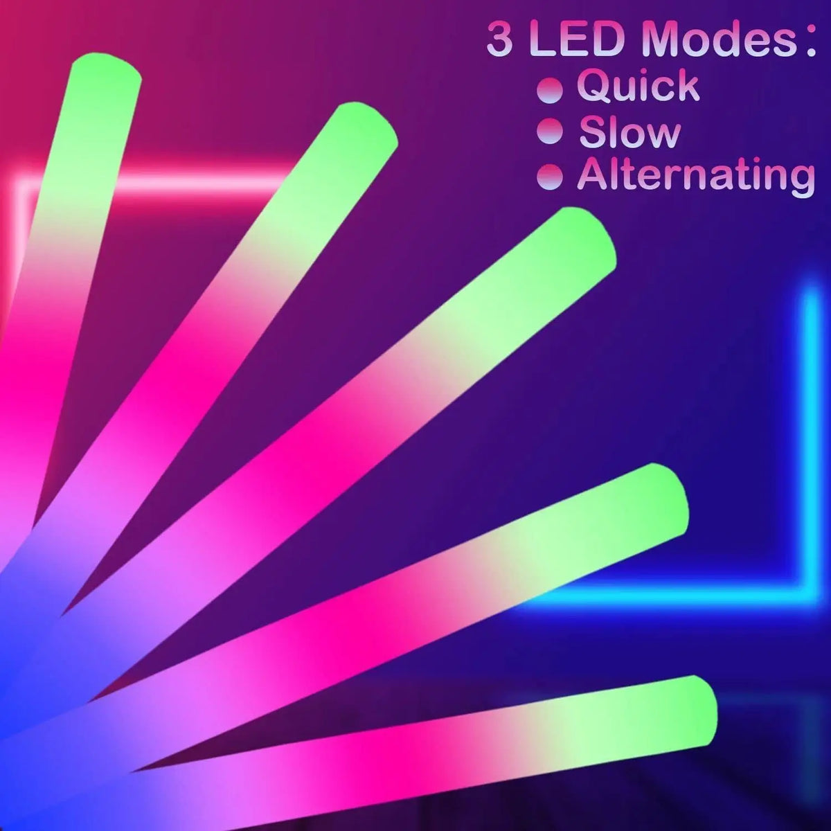 Glow Sticks Bulk 102Pack LED Light Up Foam Sticks 3 Modes Color Flashing,Glow Party Supplies for Wedding Birthday Concert