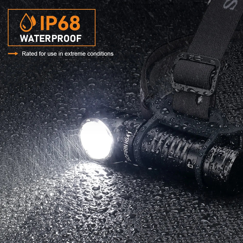 Sofirn HS41 4000 Lumen Rechargeable Headlamp, USB-C 21700 LED with Magnetic Tail
