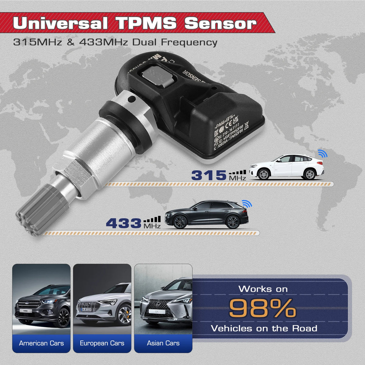 Autel TPMS MX Sensor 315MHz 433MHz Sensor 2in1 Clone-able Programming Sensors For TS501 TS508 Tire Pressure Monitoring Car Tool
