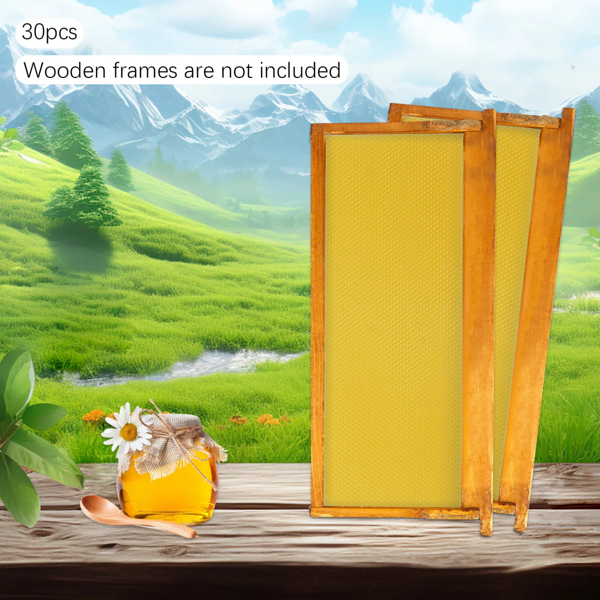 30-Pack Beeswax Foundation Sheets Natural Beeswax Hive Foundations Beekeeper's Starter Kit 7.68x16.34" Beekeeping Sheets for Increased Honey Production
