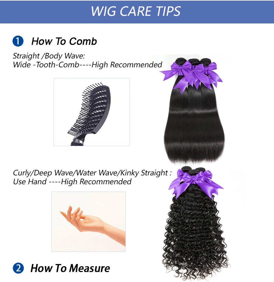 Straight Human Hair Bundles, 3 Pack