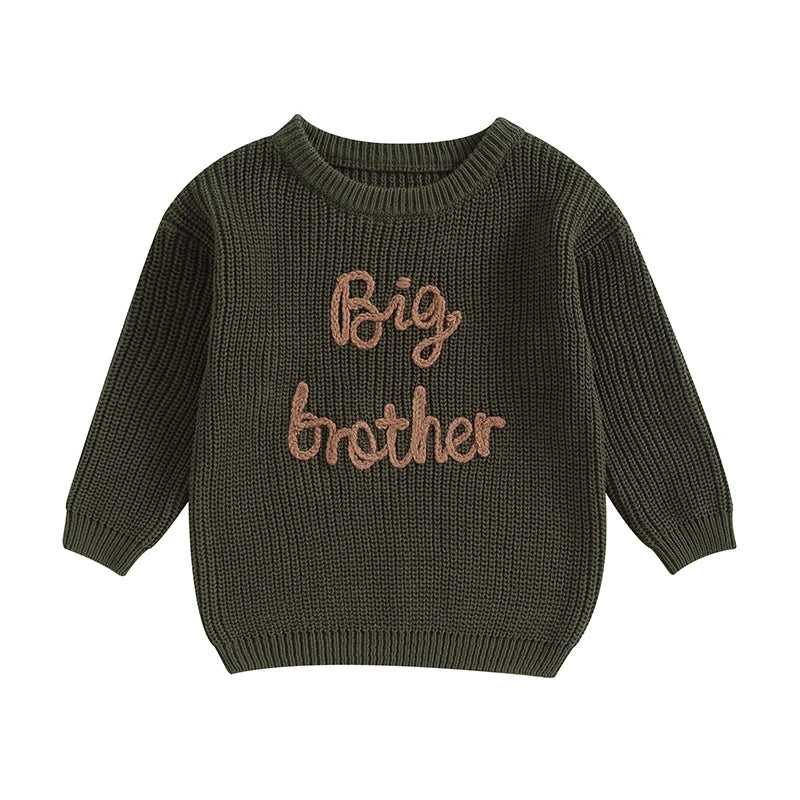 Toddler Boys Cotton Embroidered Letter Sweater, Long Sleeve Loose Pullover 12M-5Y