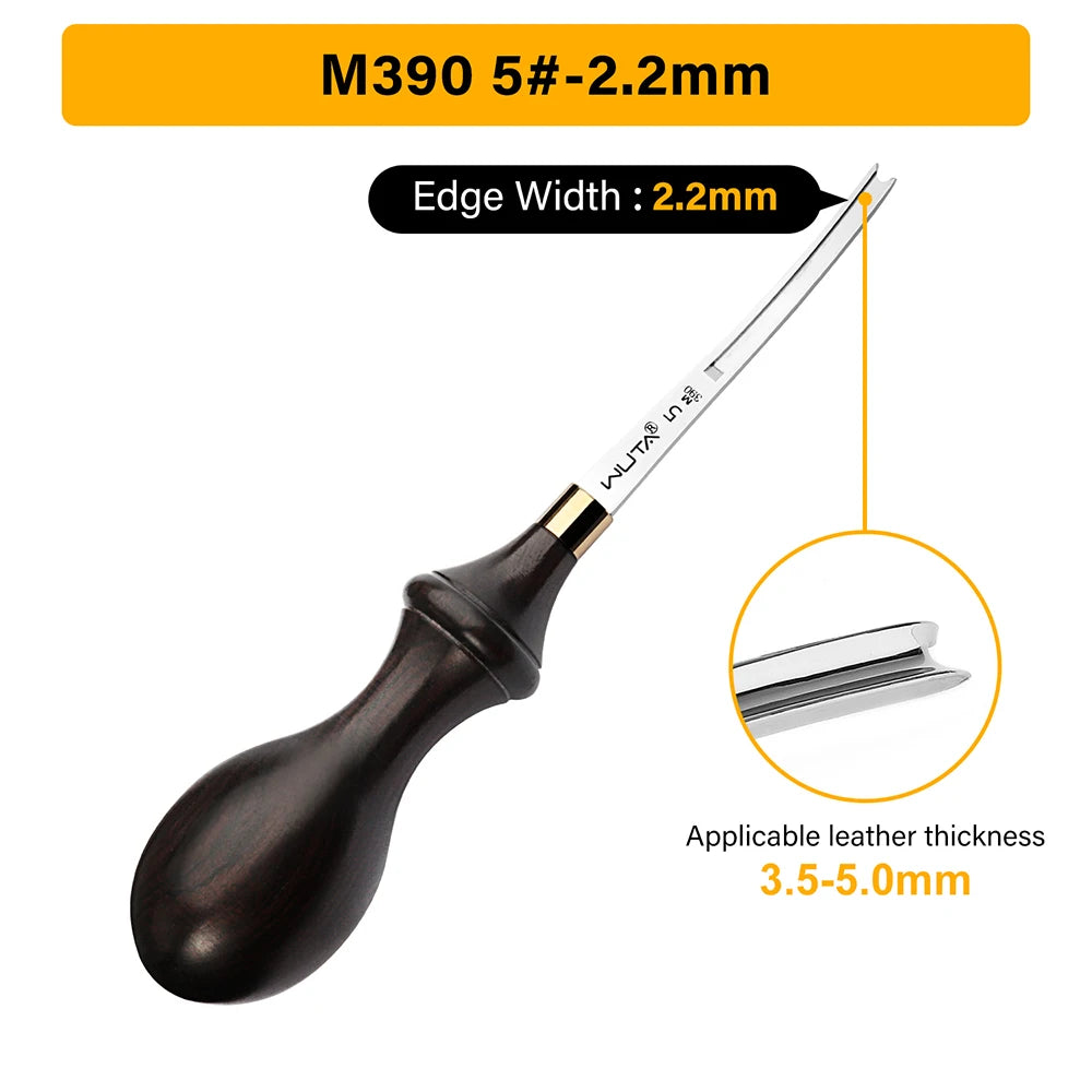 WUTA 1PC Leather Edge Beveler PRO Skiving Craft Work M390 / DC53 Steel Ebony Handle Cutter Edger Creaser Skiver Leather Tools