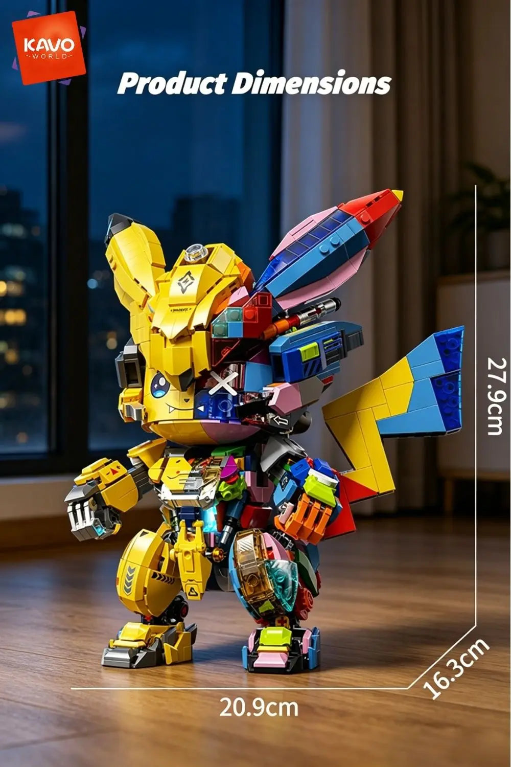 KAVOWORLD 1505PCS Mechanical Mouse Mecha Building Blocks Model Kit 360° Rotatable Tail Articulated Joints DIY Assembly Sci-Fi Figurine Half Cute Punk Construction Toy for Gaming Room Office Decor New Year Holiday Chrismas Gi