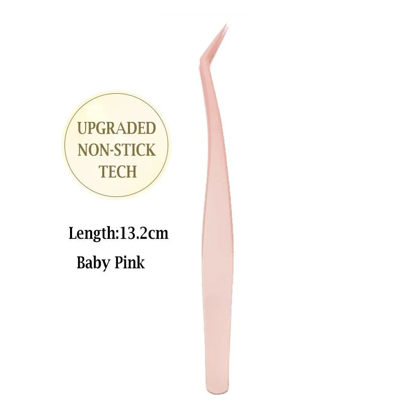 Non-Stick Coated Stainless Steel Eyelash Tweezers, Glue-Free Lash Applicator for Beginners