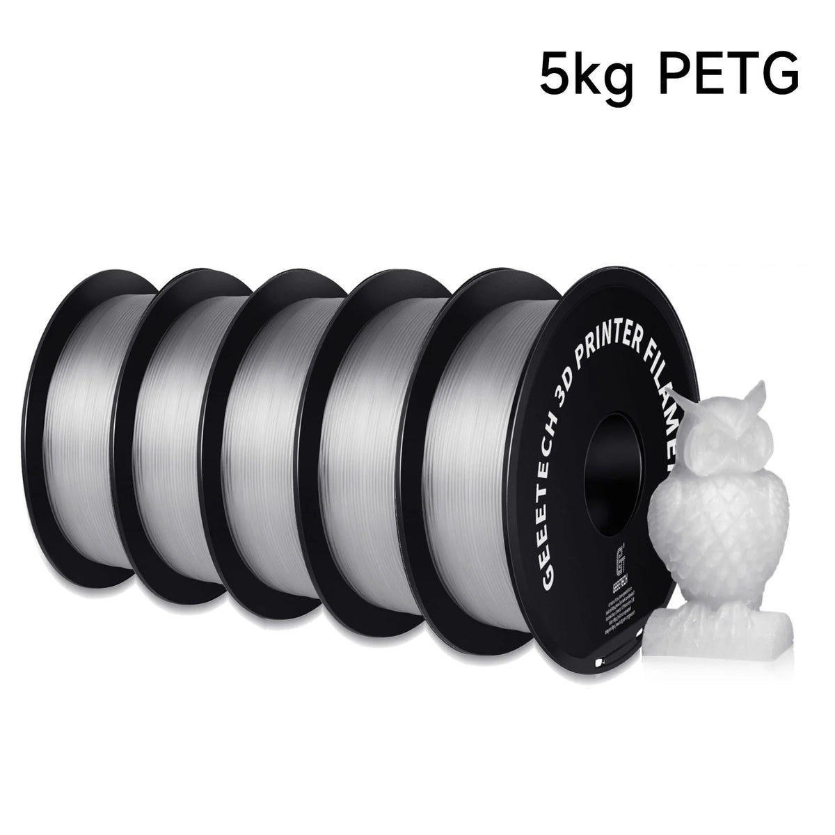 Geeetech PETG 3D Printer Filament 1.75mm 5kg, Durable Multi-Color Pack for FDM Printers