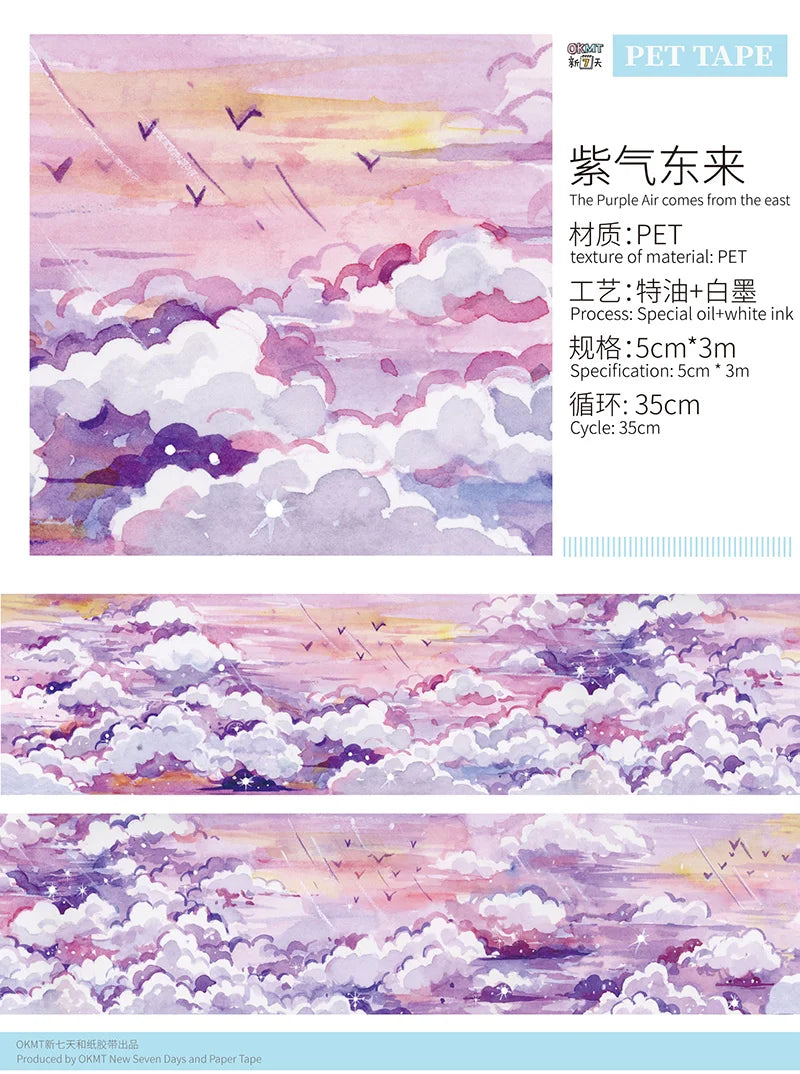 OKMT 12-Design Sky, Grass, Floor Scene Washi PET Planner Tape – Nature Landscape DIY Stickers for Journaling, Planning