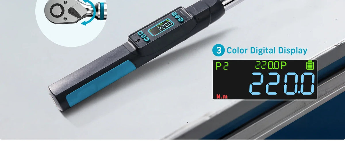 SEESII D2 Lite Pro 3/8" Digital Torque Wrench 220Nm LCD Display Real-Time & Peak Modes Preset & Data Storage Dual Alarm for Bicycle Car